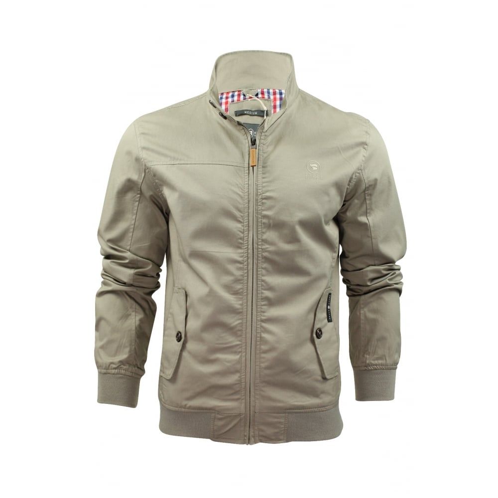 Crosshatch Mens Designer Harrington Harrinz 2 Jacket Khaki