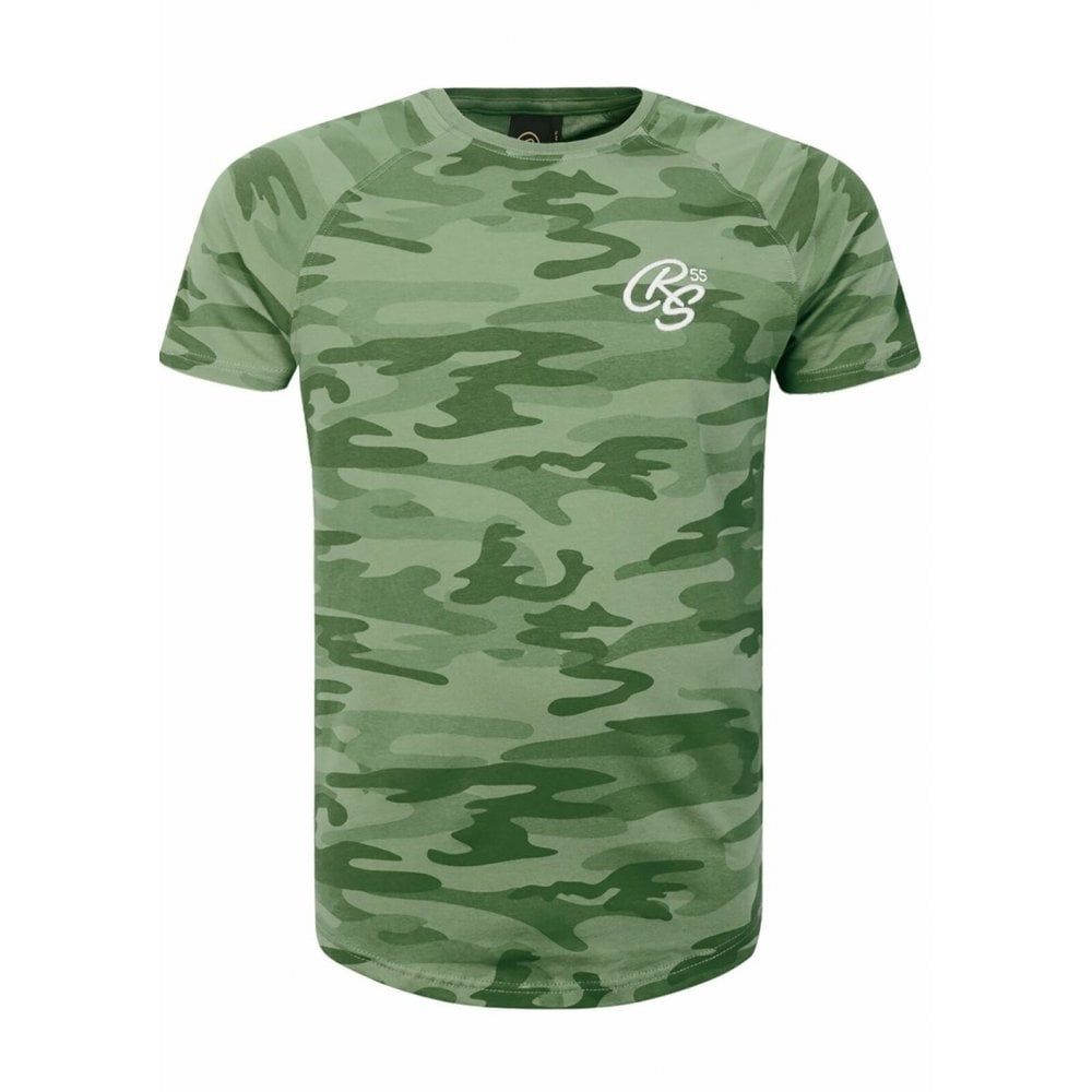 New Crosshatch Mens Denison Camo Army Print Casual T Shirt Green
