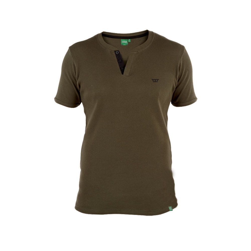 Alanzo Button Up Ribbed Fitted T-Shirt Khaki