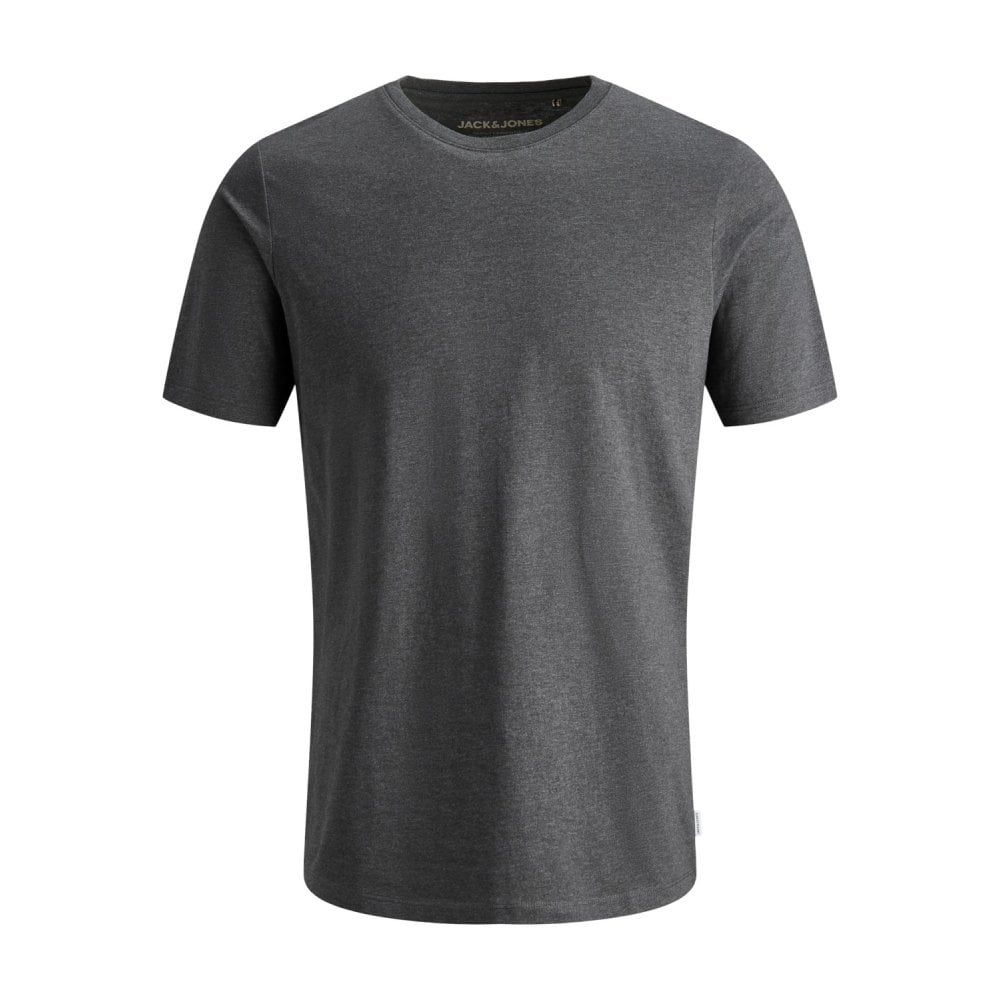 Jack & Jones Mens Crew Neck Slim Fit T-shirt Plain Lycra Cotton Tee Dark Grey Mel