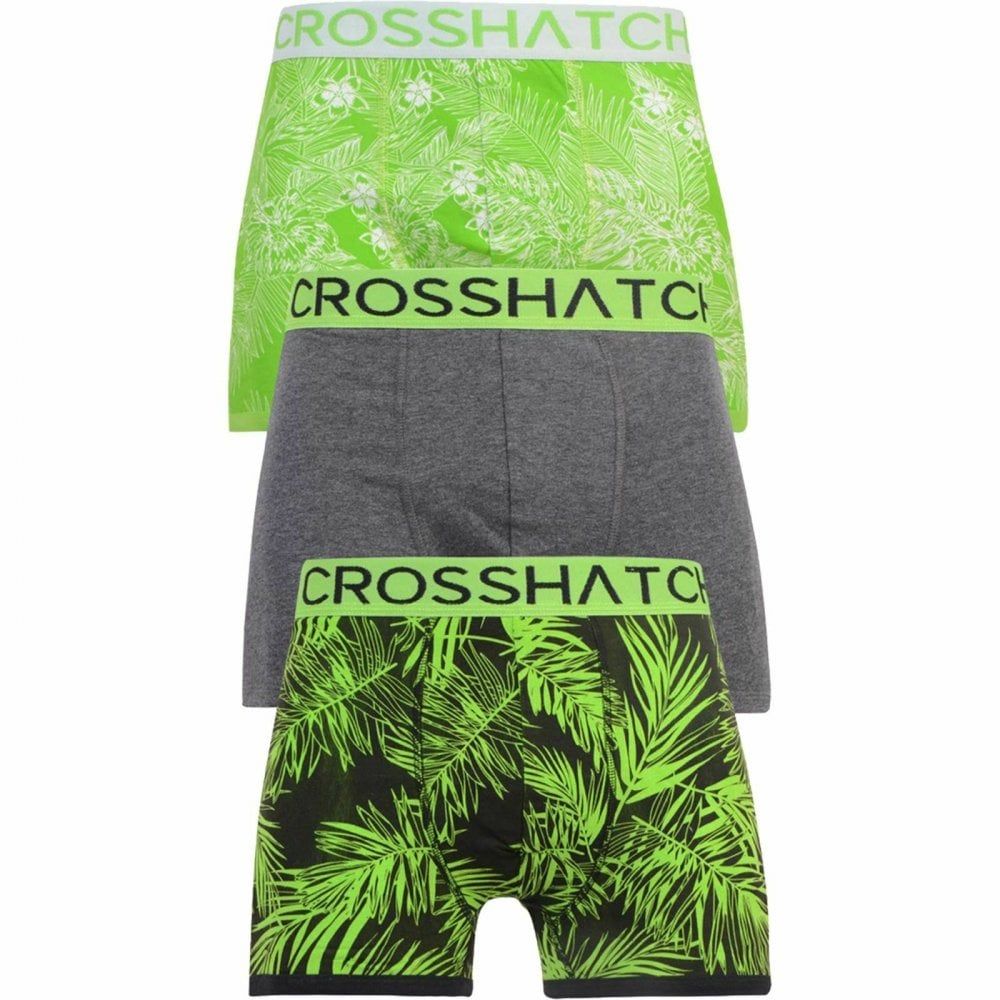 Crosshatch 3 Pack Tresco Floral Designer Boxer Trunks Underwear Green
