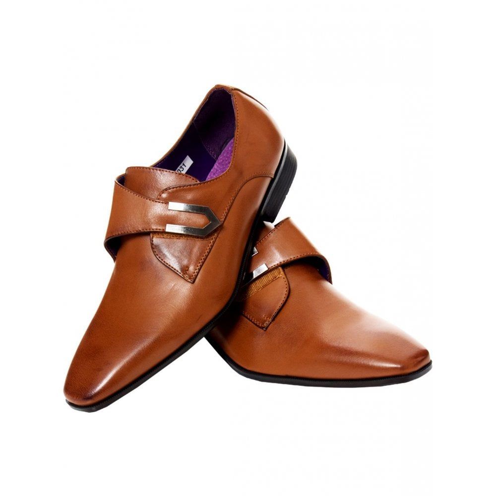 Mens Belide Designer Faux Leather Shoes Smart Formal Wedding Office Tan