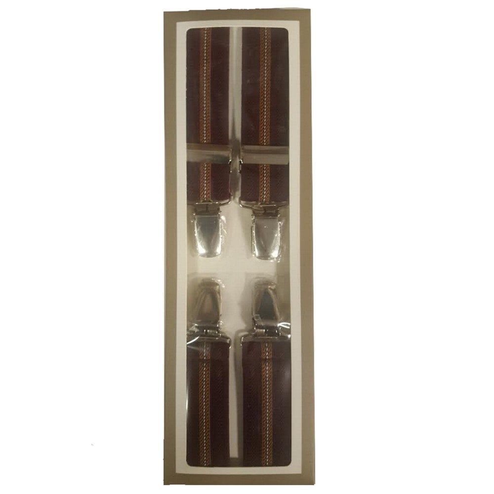 Carabou Classic 1" 24mm Thin Vintage Mod Mens Striped Braces Wine