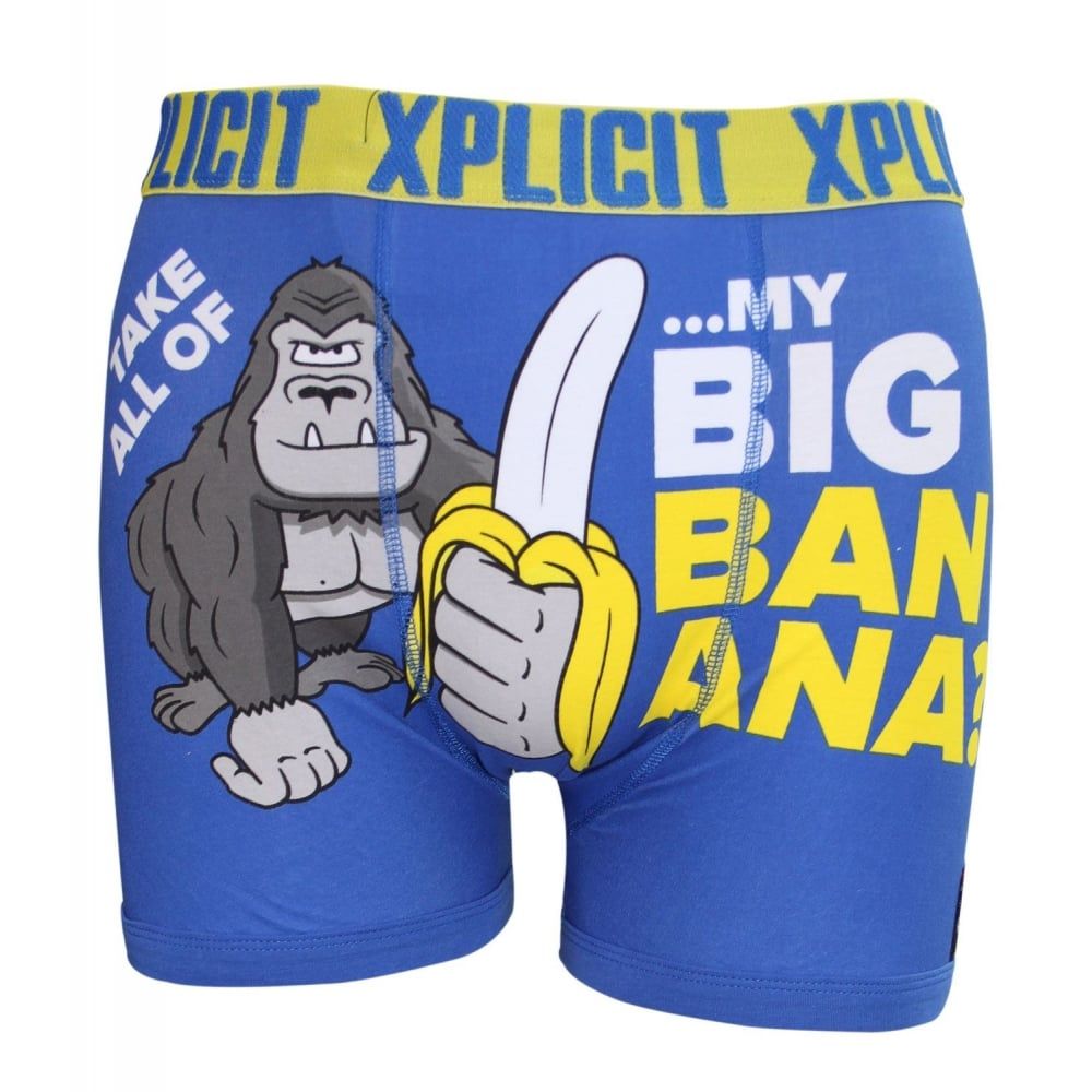Xplicit Men's Funny Rude Umph Geek Cartoon Novelty Boxer Shorts Trunks Nautical Blue
