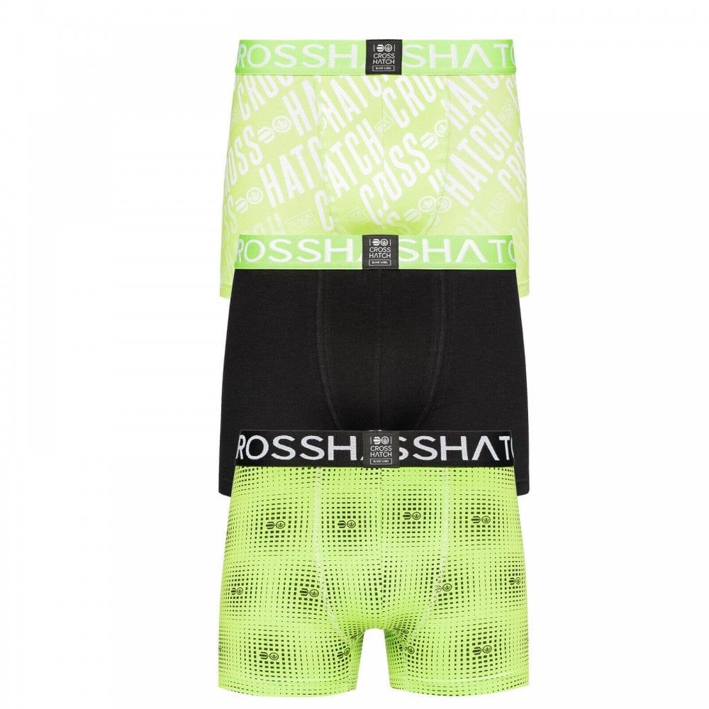 Crosshatch 3 Pack Fadez Designer Boxer Trunks Underwear Black Green