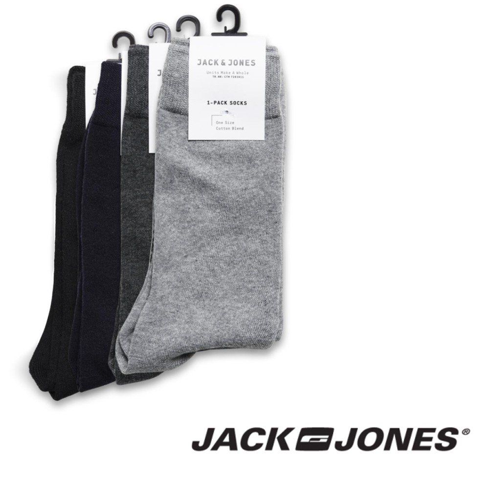 Jack & Jones Jens 4 Pack Variety Socks Black Navy Grey 