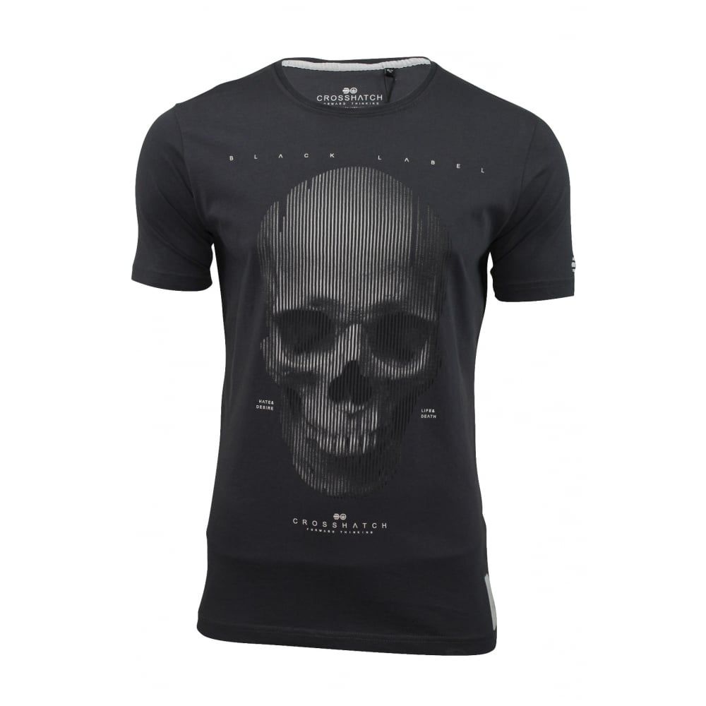 Crosshatch Mens Carebrum Designer Casual Skull T Shirt Periscope