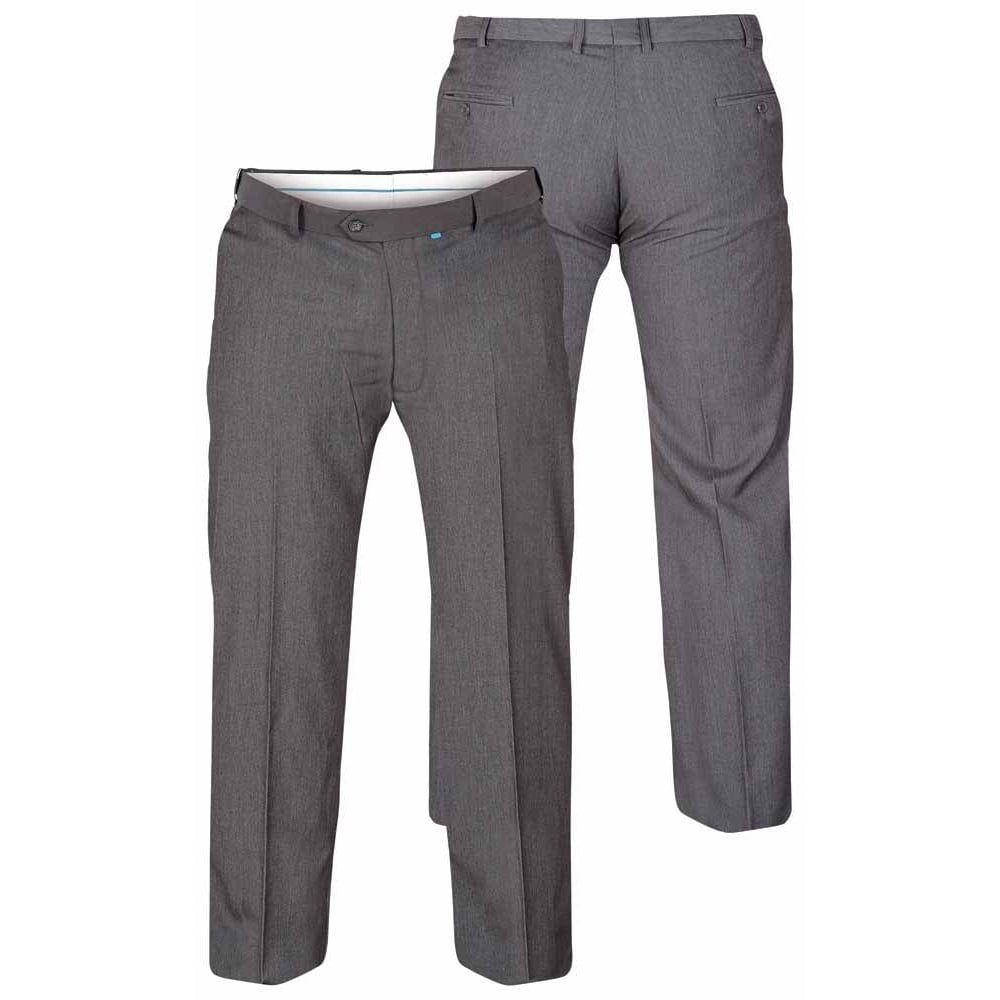D555 Mens Formal Stretch Flexi Waist Trousers Supreme In Charcoal 