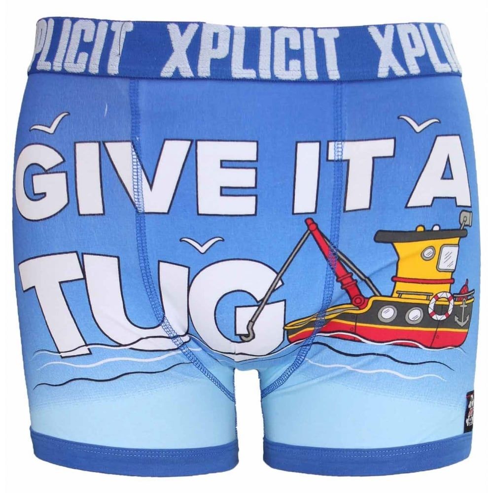 Xplicit Men's Funny Rude Tugger Geek Cartoon Novelty Boxer Shorts Trunks Turkish Sea
