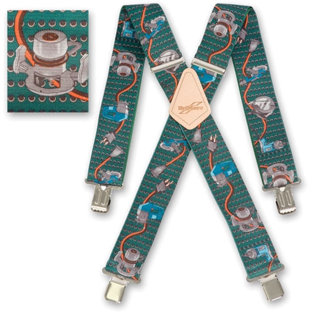 Brimarc Mens Heavy Duty Power Tools Green Braces Trouser Belt Suspender 2" 50mm Wide