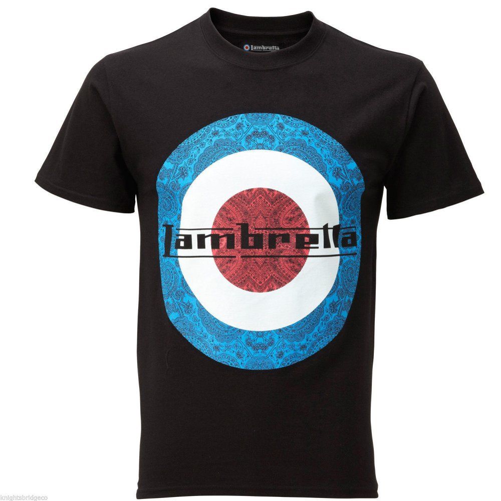 Vintage Retro Mens Paisley Target T-Shirt Black
