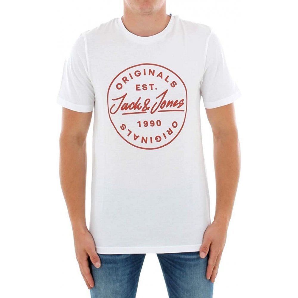 Mens Jack & Jones New JORLANGMORE Designer Classic T Shirt White