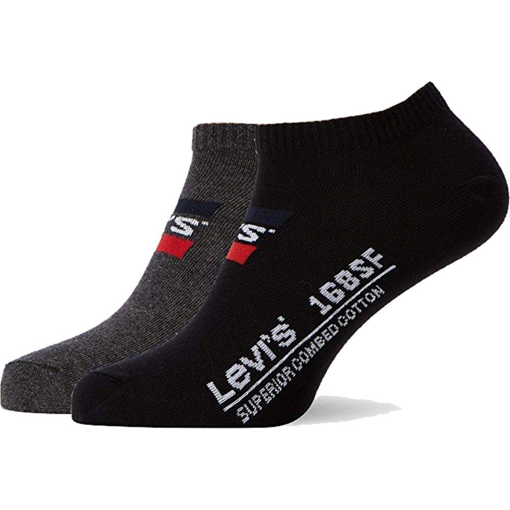 Mens Levis 2 Pack Sports New Branded Logo 168SF Ankle Socks Grey Black