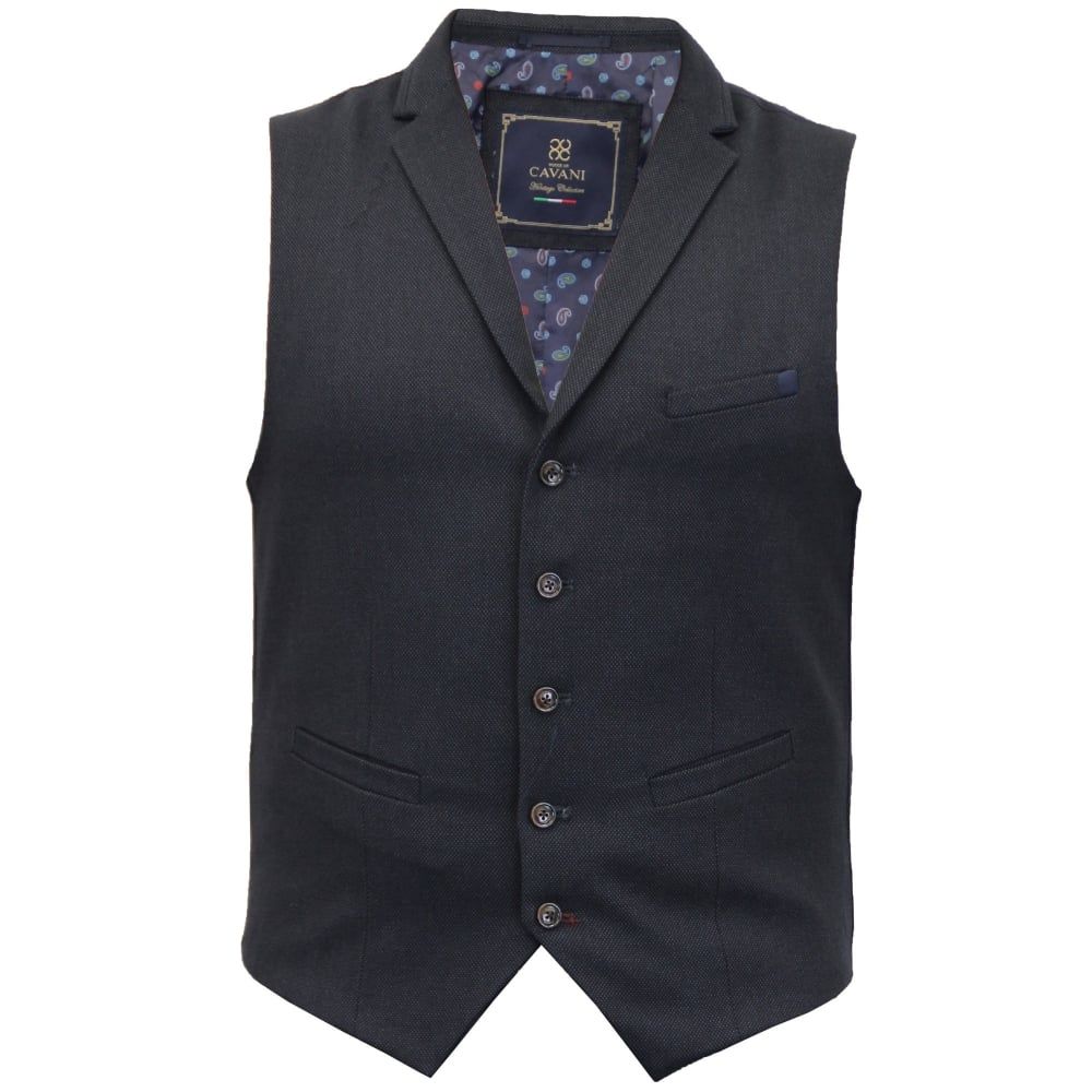 Cavani Mens Arabel New Plain Waistcoat Navy 