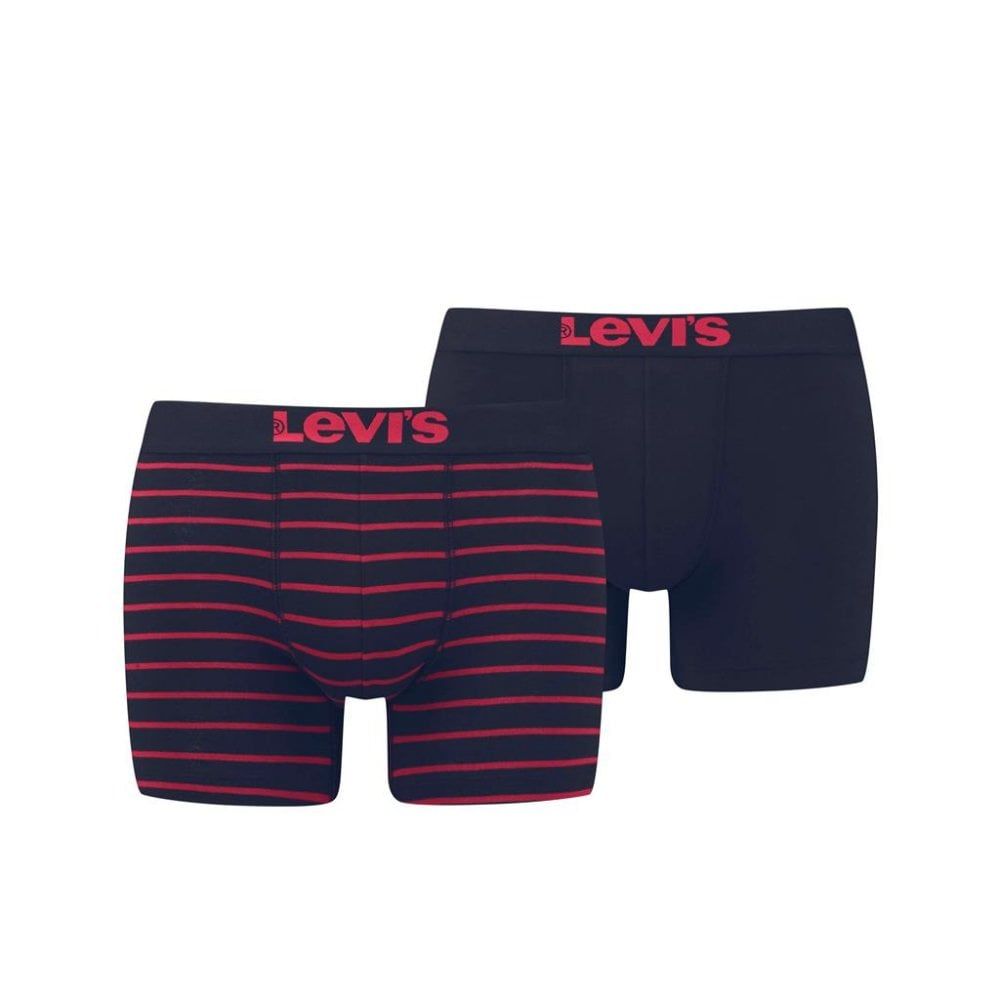 Mens Levi's New Branded 2 Pack Striped Boxer Briefs Red Black