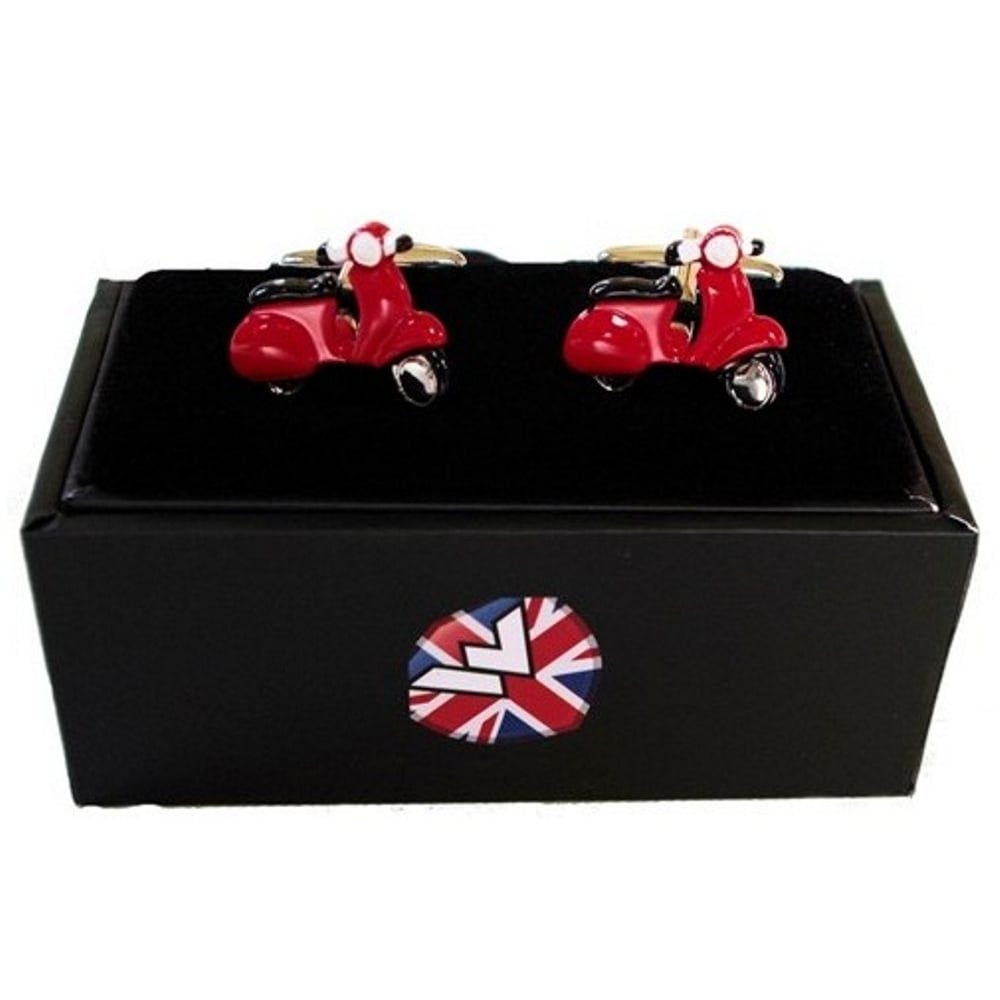 Lambretta Scooter Enamel Mens Shirt Cufflinks Red