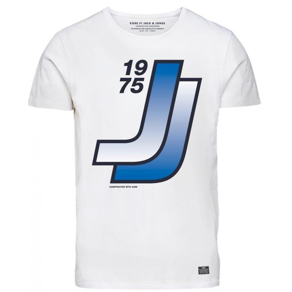 Jack & Jones Designer Retro Sport Crew Neck T Shirt White