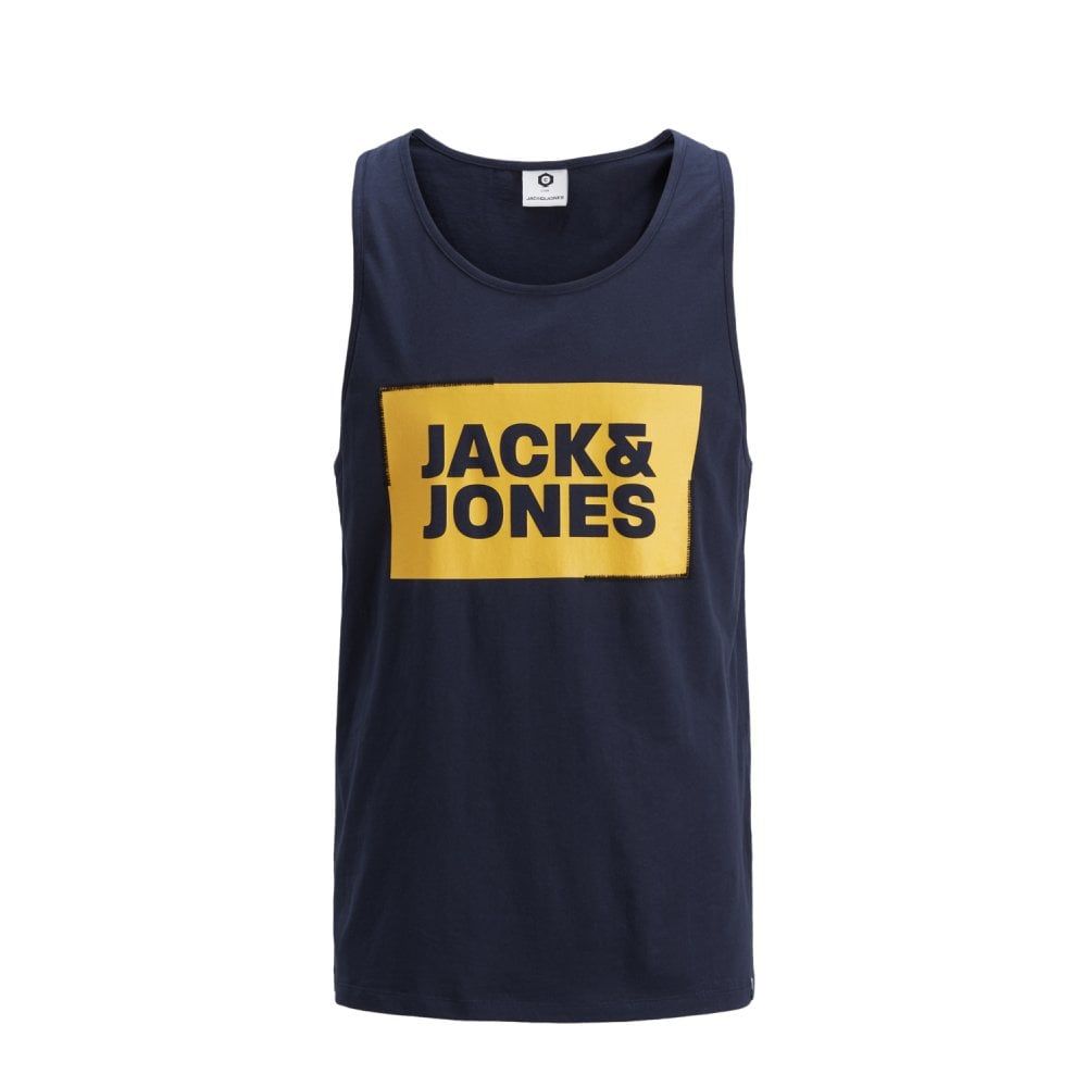 Jack & Jones Mens Designer Branded Regular Fit Tukano Tank Vest Sky Captain