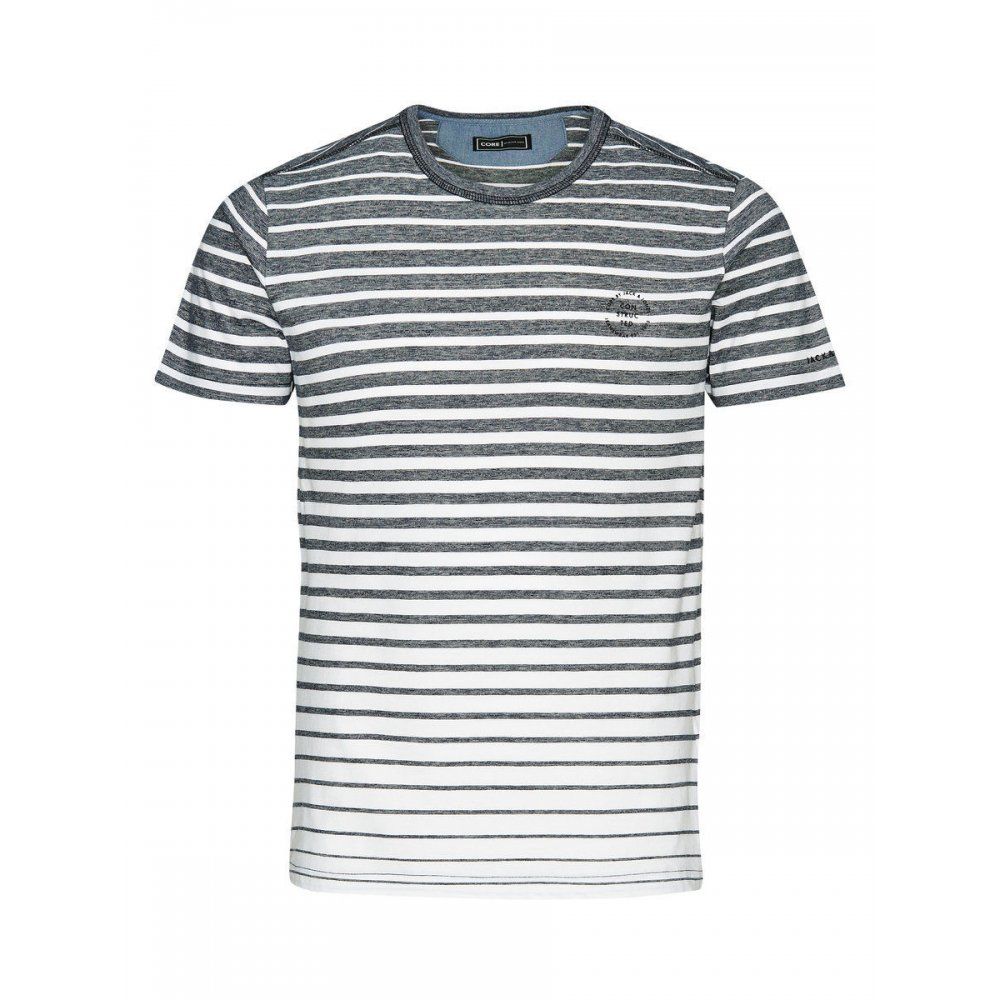 Casual Striped Noize Crew Neck T-Shirt Black
