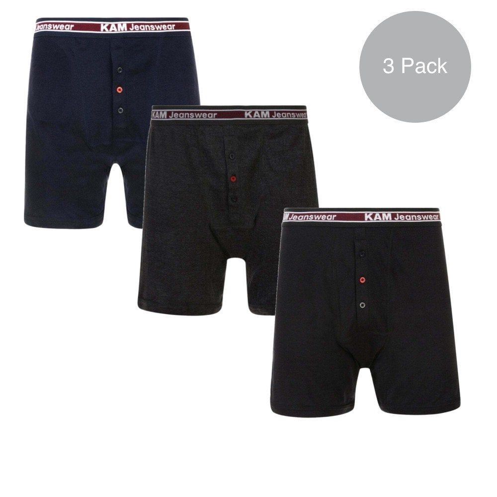 Kam New Mens Kingsize Big Cotton Boxer Shorts Button Fly XL Underwear 3 Pack