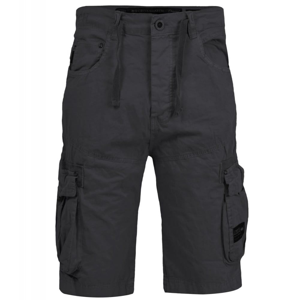 Crosshatch Mens Norbury Designer Cargo Combat Chino Shorts Raven