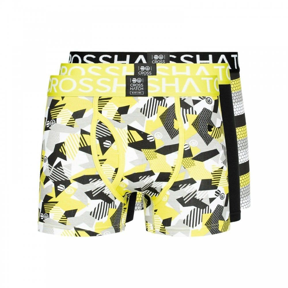 Crosshatch 3 Pack Crystaline Designer Boxer Trunks Underwear Lime Punch