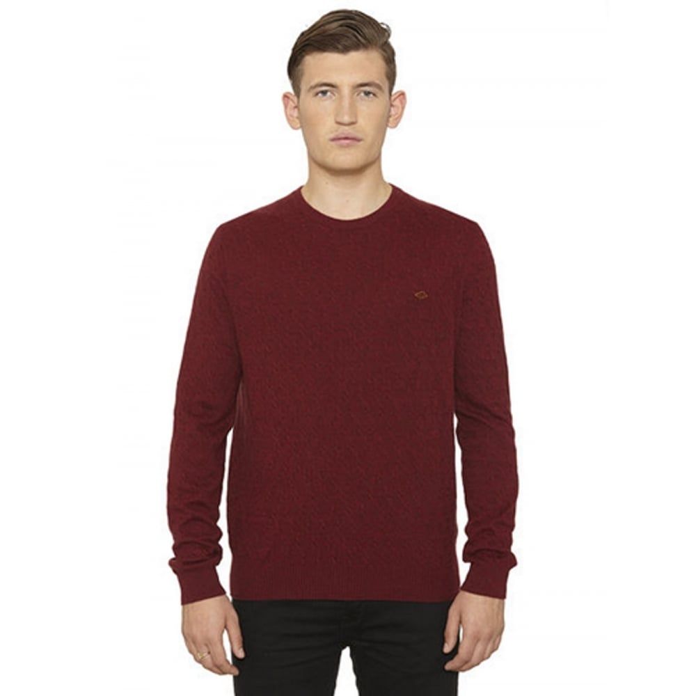 Farah Lowther Lambs Wool Crew Neck Jumper Caberet Melange