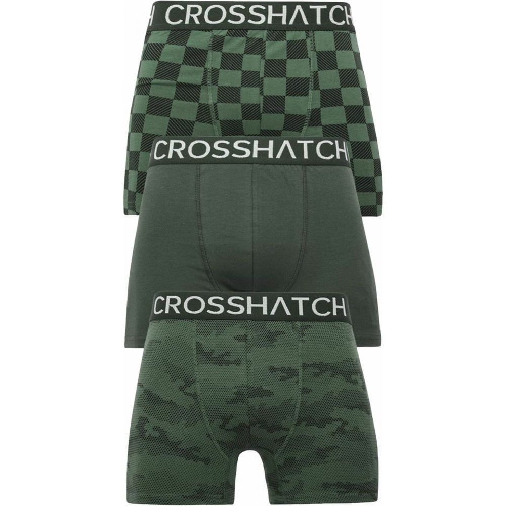Crosshatch 3 Pack Bresler Designer Boxer Trunks Underwear Green