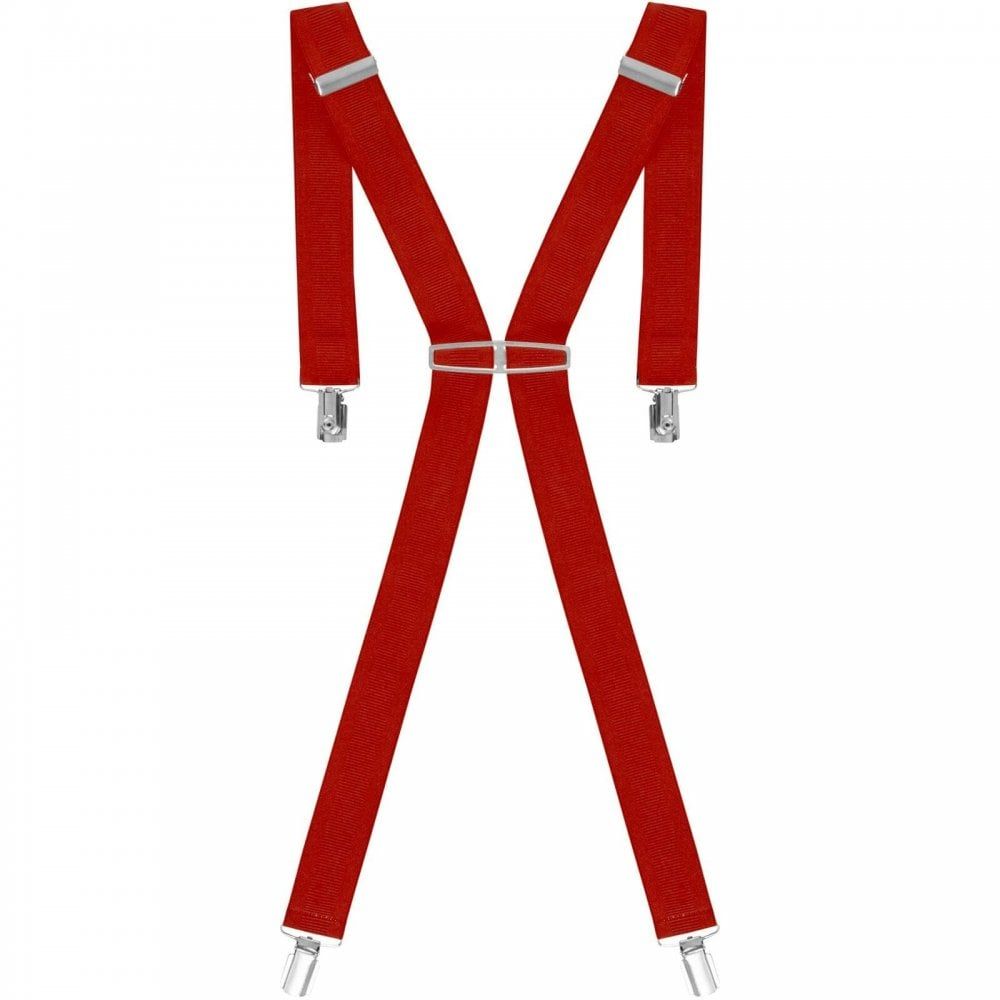 Threads Mens Heavy Duty Red Braces Trouser Belt Suspender 1.5" 35mm Wide