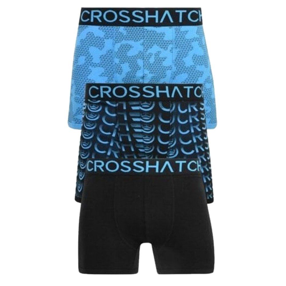 Crosshatch 3 Pack Saunton Designer Boxer Trunks Underwear Blue