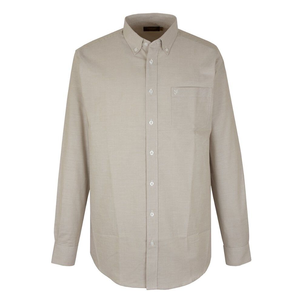 Farah Mens Long Sleeve Regular Fit Oxford Shirt 'The Drayton' Sand