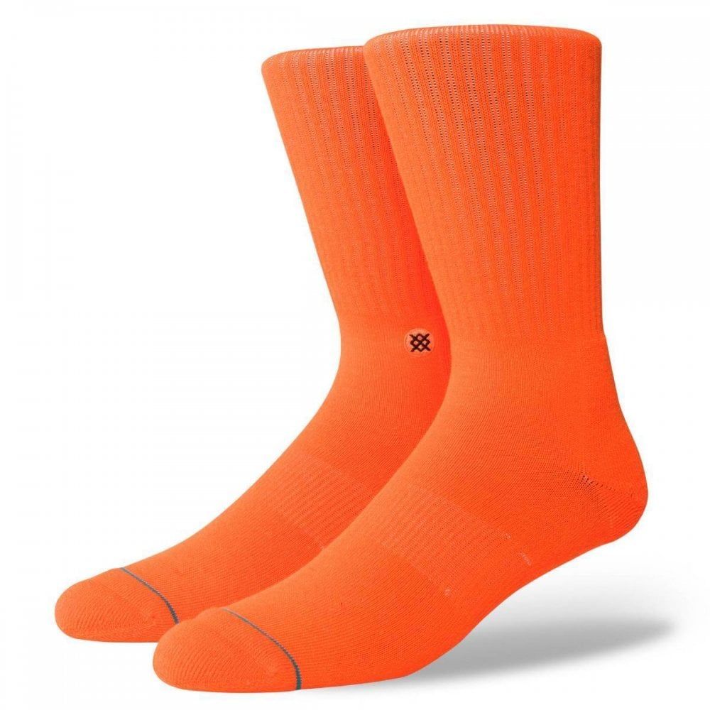 Stance Mens New Classic Crew Comfort Icon Anthem Socks Florescent Orange 