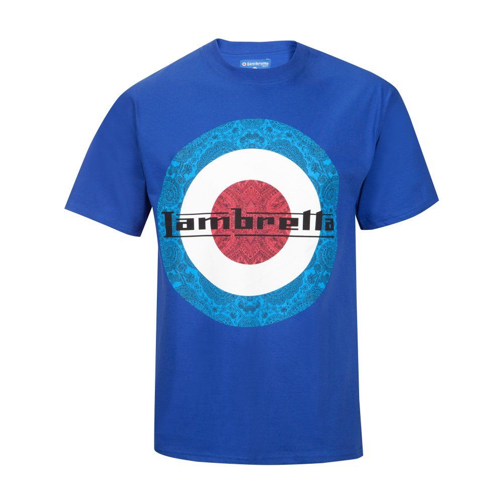 Vintage Retro Mens Paisley Target T-Shirt Royal Blue