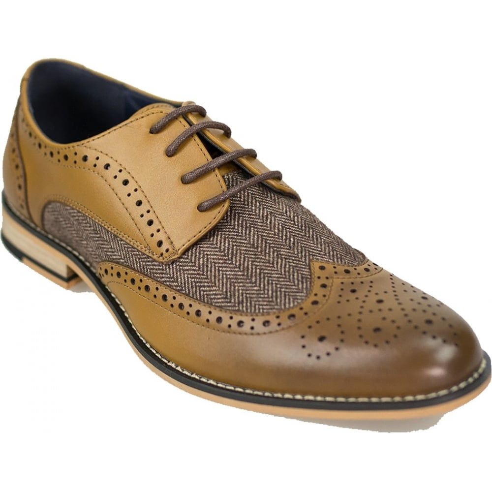 Cavani Horatio Real Leather Tan Gatesby Brogues Casual Designer Retro Shoes