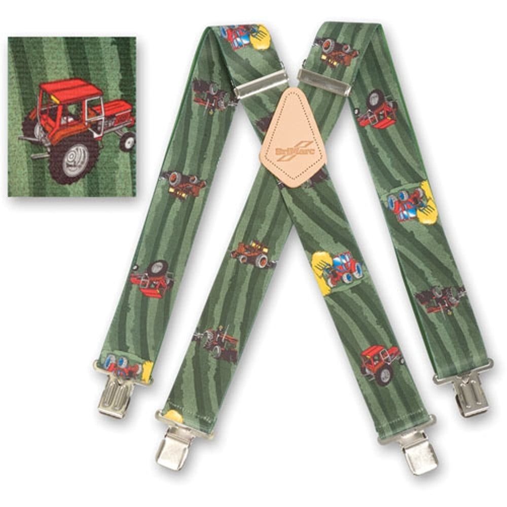 Brimarc Mens Heavy Duty Tractor Green Fields Braces Trouser Belt Suspender 2" 50mm Wide