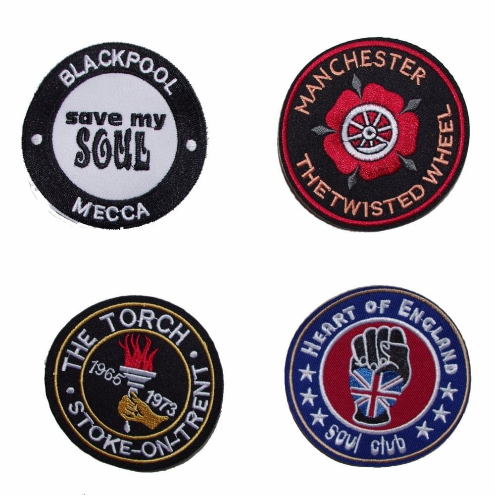 Warrior Set of 4 Northern Soul Clubs Emboidered Patches Badges