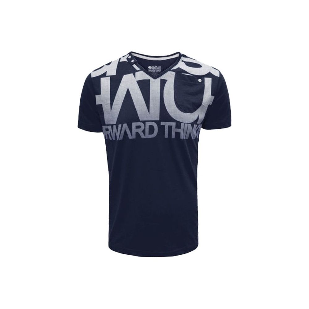 Casual Graphic V Neck T Shirt Lamonte Navy