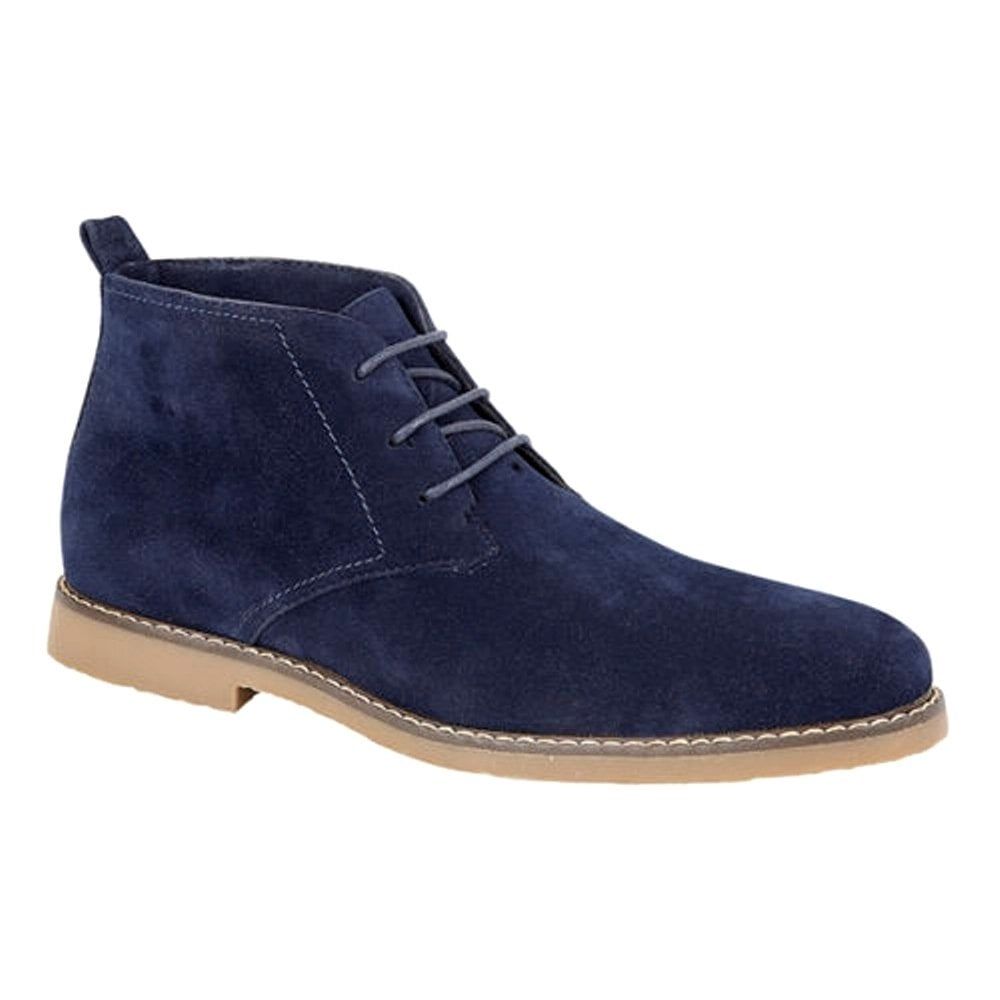 Mens Belide Suede Look Desert Lace Up Casual Boots Winter Ankle High Top Navy