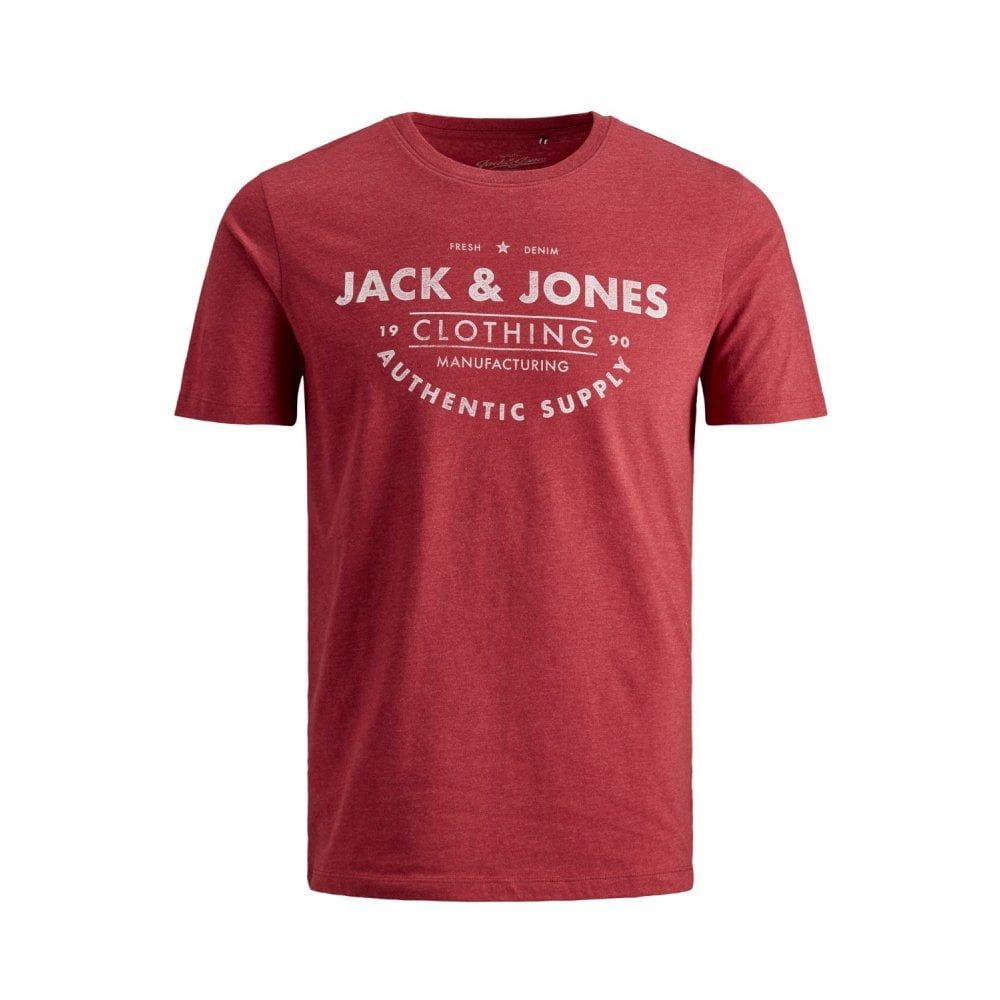 Mens Jack & Jones New Jeans Graphic Designer Classic T Shirt Rio Red