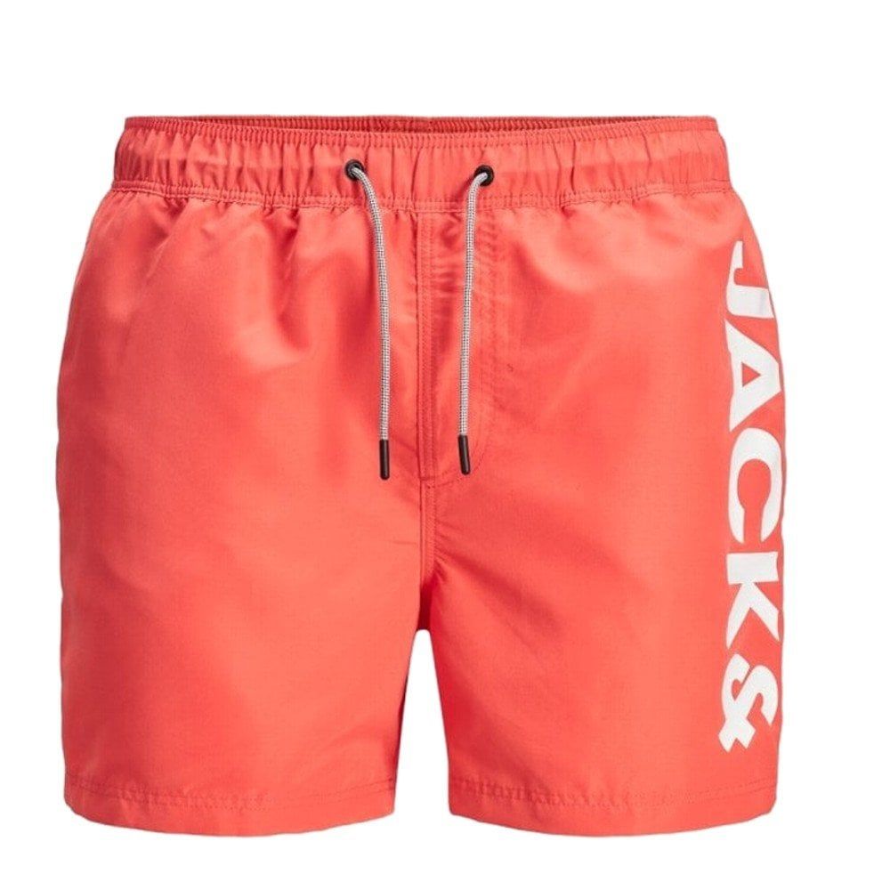 Jack & Jones Mens New Branded JJIARUBA Swim Shorts Hot Coral