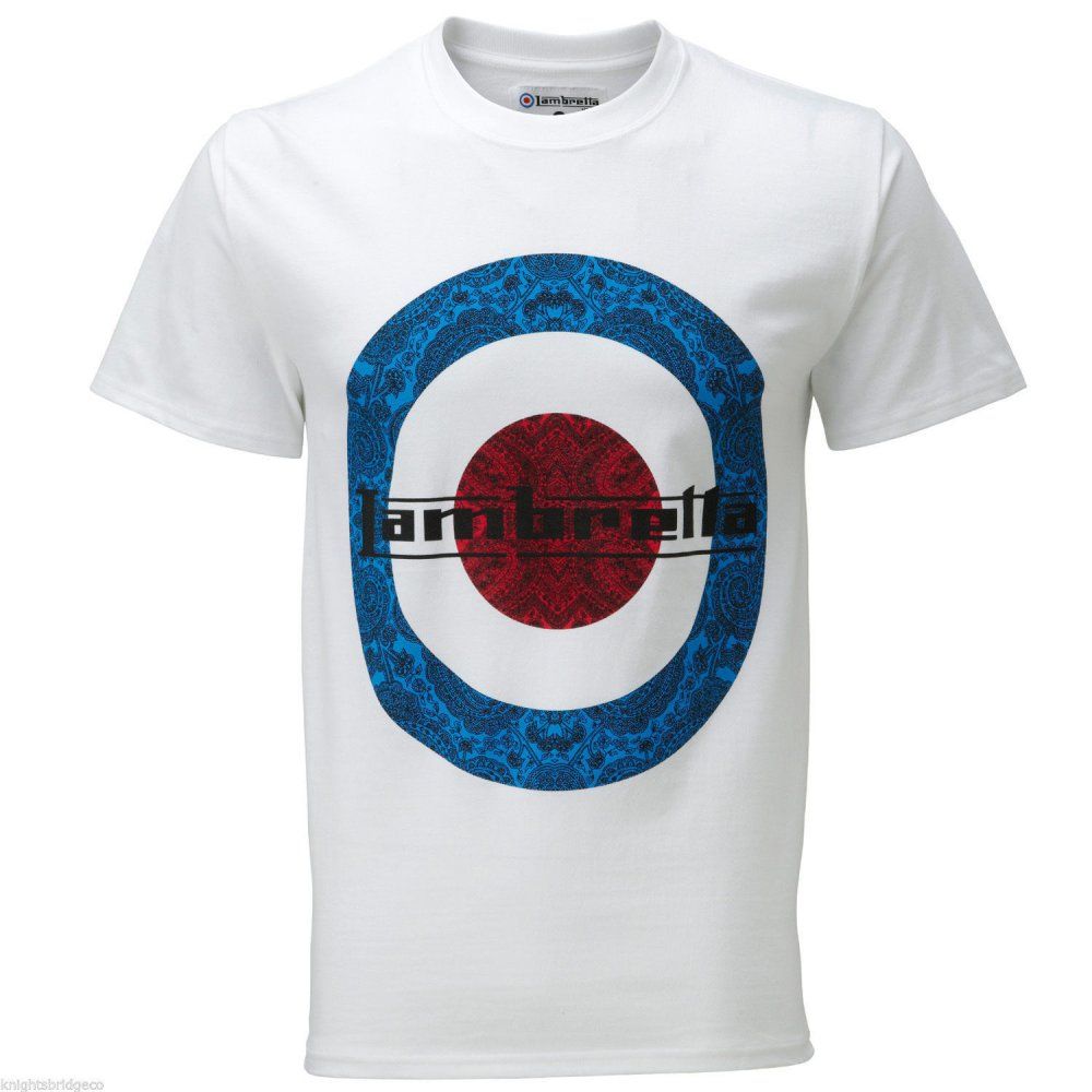 Vintage Retro Mens Paisley Target T-Shirt White
