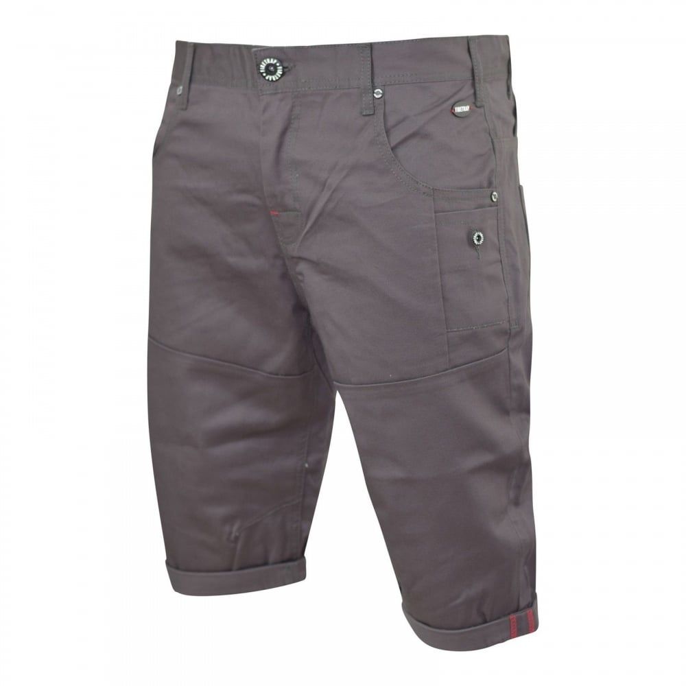 Firetrap Mens Eastley Designer Cargo Chino Shorts Nine Iron