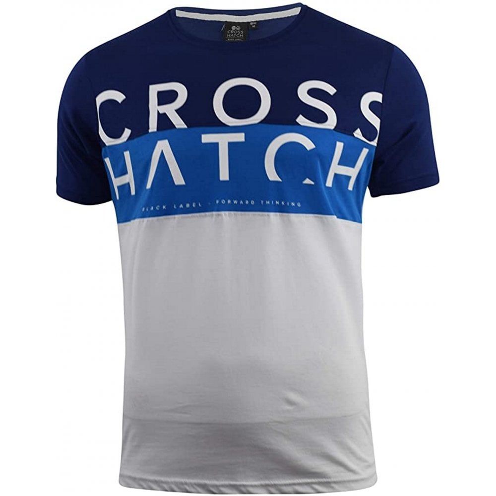 New Crosshatch Mens Crankleabrite Branded Designer Casual T Shirt Navy Blue