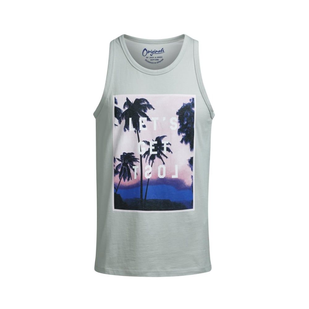 Jack & Jones Mens Designer Branded Regular Fit Ocean Tank Vest Mirage Grey