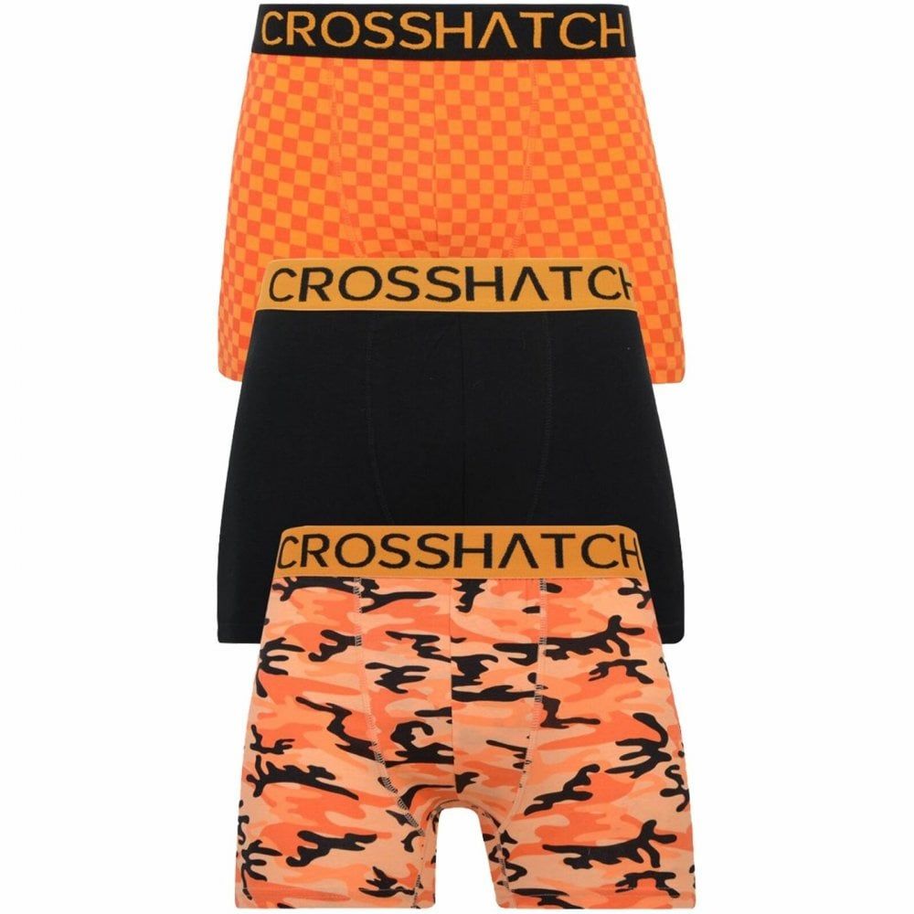 Crosshatch 3 Pack Darner Designer Boxer Trunks Underwear Orange