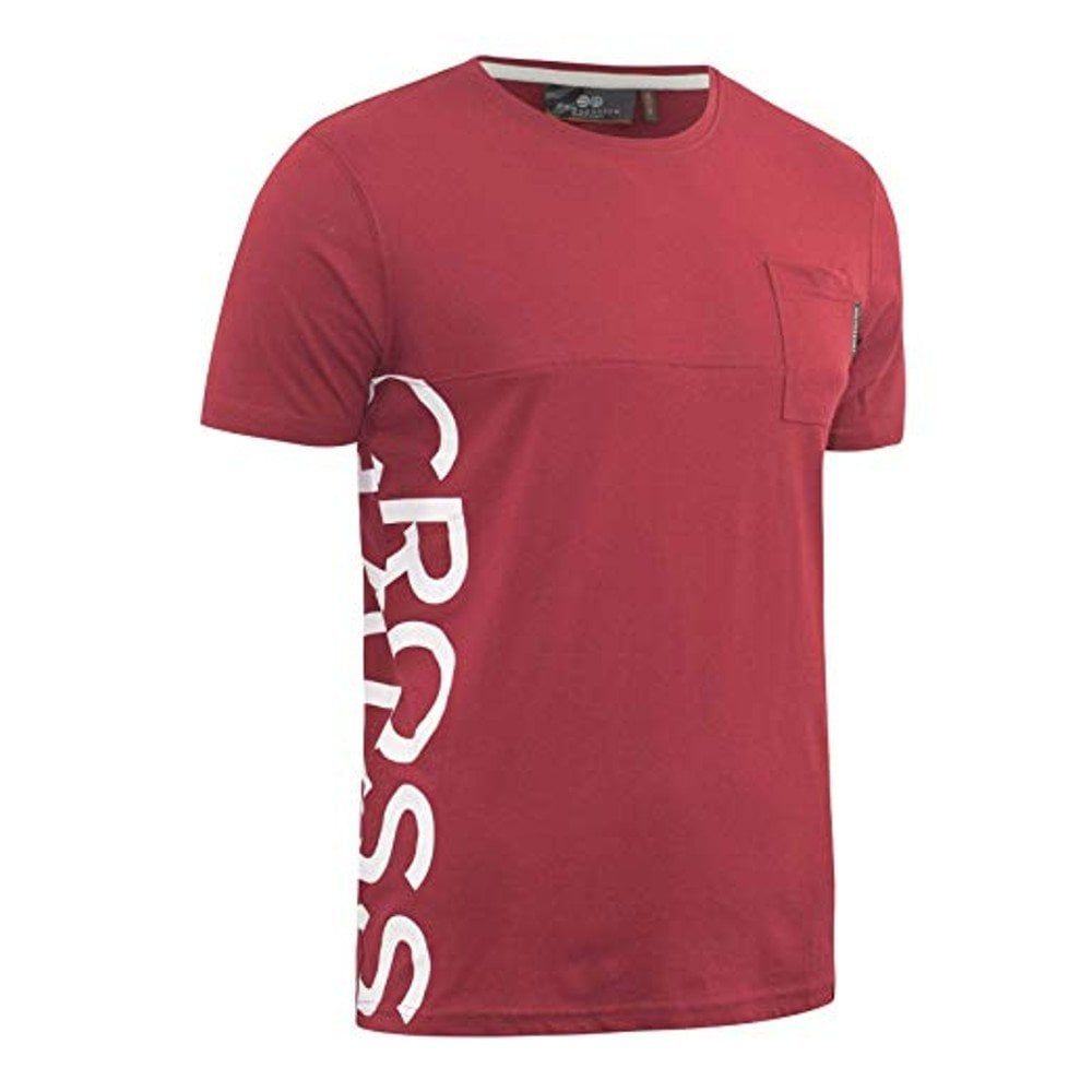 New Crosshatch Mens Highford Branded Designer Casual T Shirt Red
