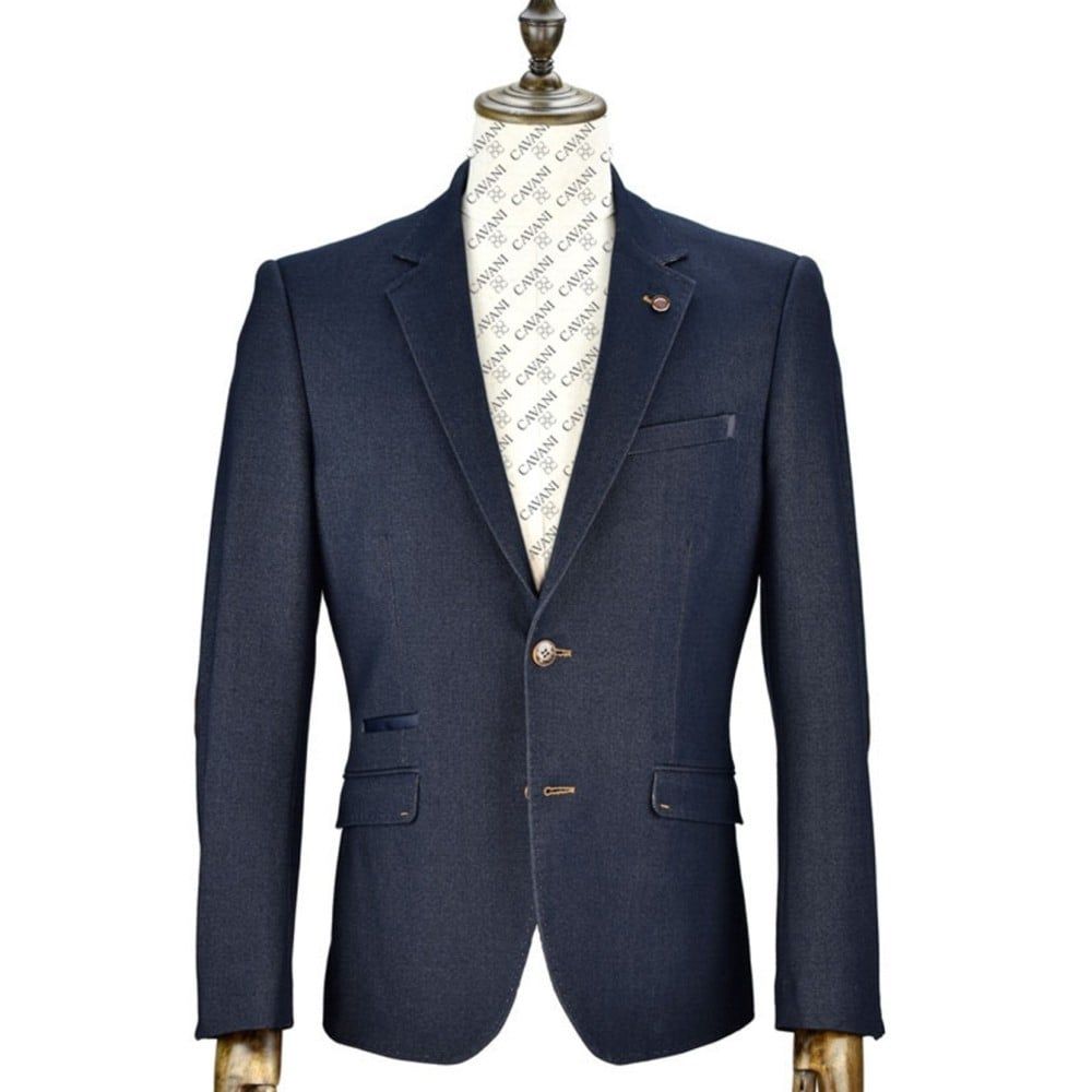Cavani Mens New Konan Suede Elbow Patches Blazer Navy 