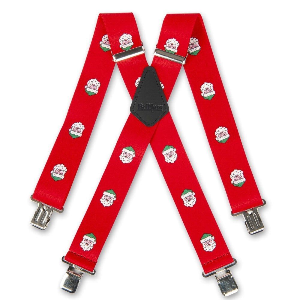 Brimarc Mens Heavy Duty Father Xmas Braces Trouser Belt Suspender 2" 50mm Wide Red