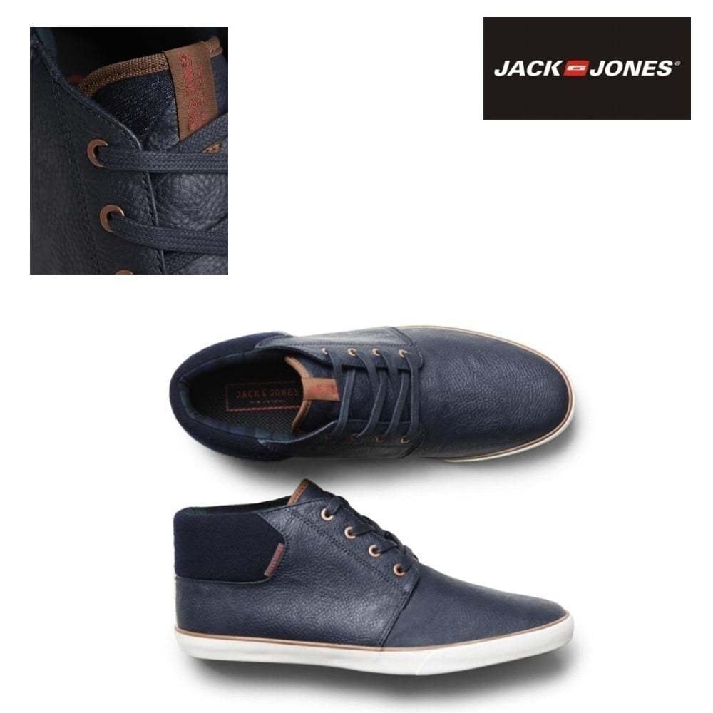 Jack & Jones Vertigo PU Sneakers Mix High Top Core Trainers Pumps Navy Blazer