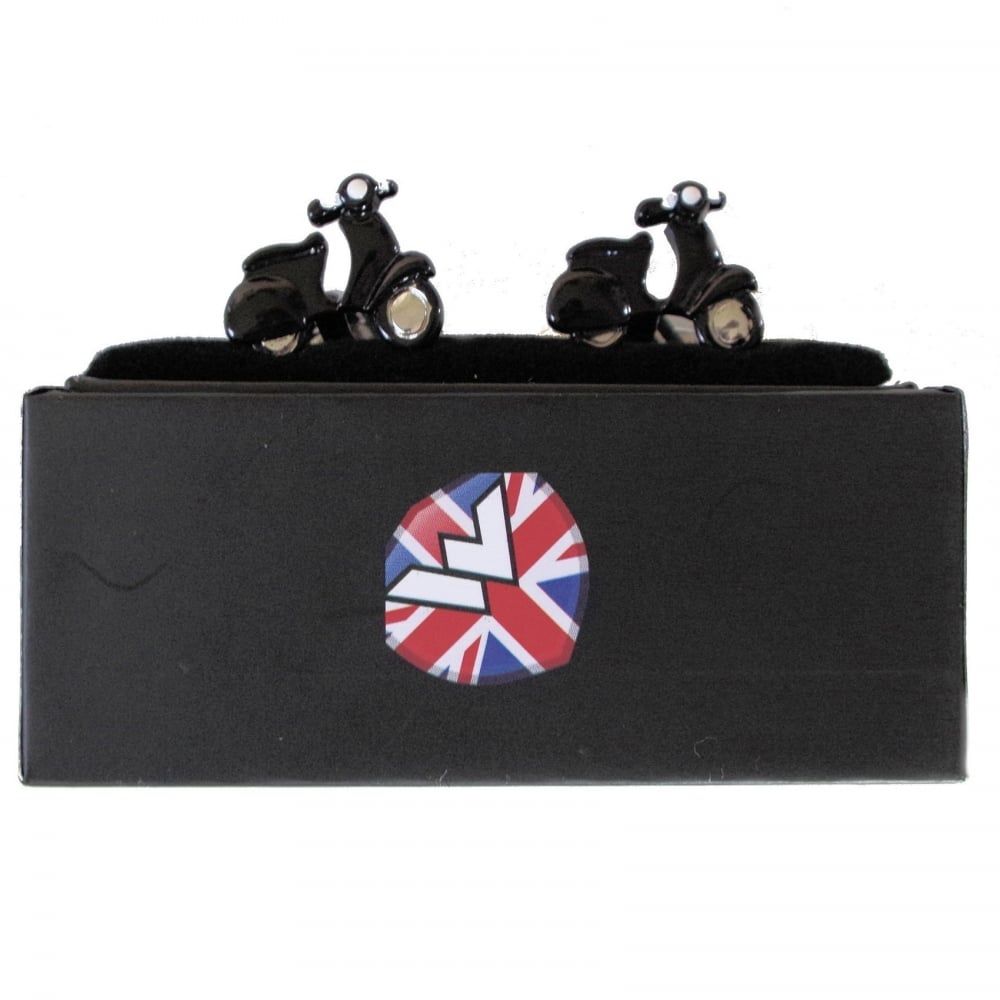 Lambretta Scooter Enamel Mens Shirt Cufflinks Black